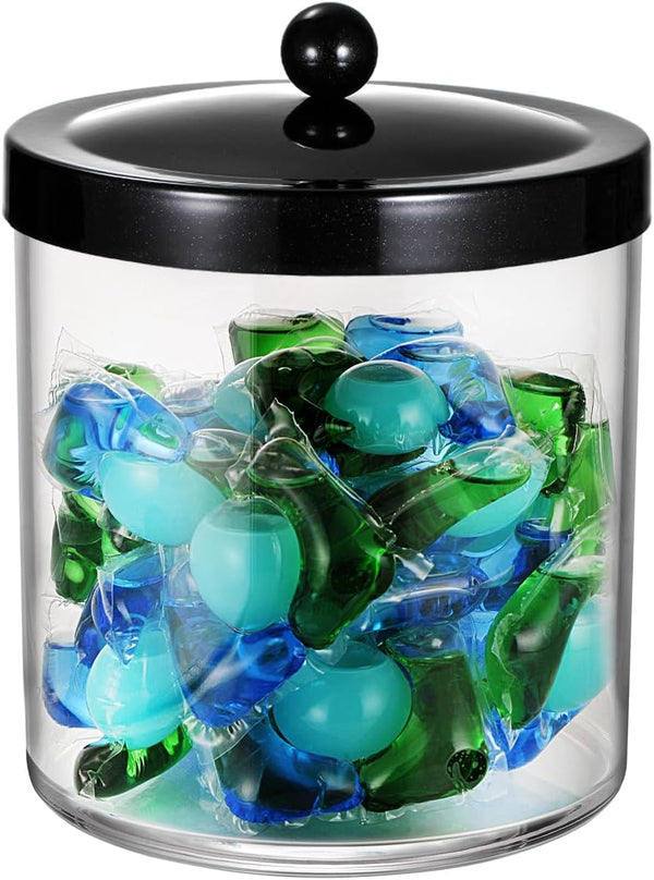 SheeChung 50oz Large Plastic Apothecary Jar with Black Stainless Steel Lid -