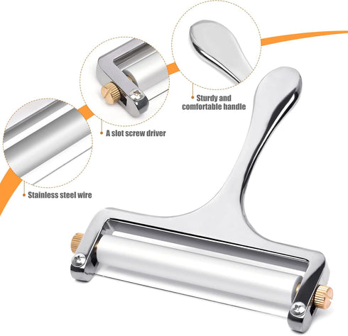 3 Mozzarella Sopito Stainless Steel Wire Cheese Slicer With Extra Wires Adjustable Thickness, Handheld Cheese Block