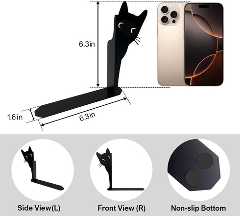 HENART 2 Sets 2PCS) Peeping Cat Bookends,Metal Cat Book Ends for Heavy Books for Shelves Decorative,Bookshelf Decor