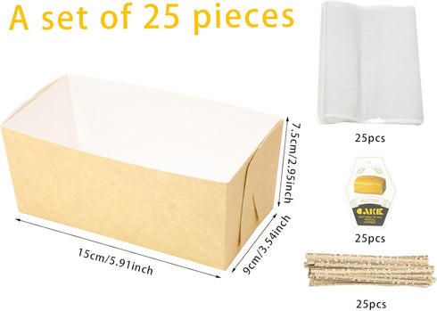 Paper Bread Loaf Pan 6In 25PCS Toast Take Out Boxes-Disposable Paper Bakery Boxes-Can be Putted in Microwave Oven-Natural Recyclable Bakery Pastry Rectangle Loft Boxes - PQ141 by PQZKLDP