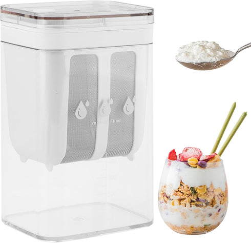 Trasylph 1100ML Yogurt Strainer,Yogurts-Filter Milk Strainer with Fine Mesh Bag,Lid And Scale Mark,