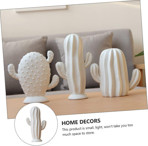 VOSAREA Ceramic Cactus Figurine Minimalist Cactus Statue Jewelry Holder Centerpiece Ornament for Home Office Decor