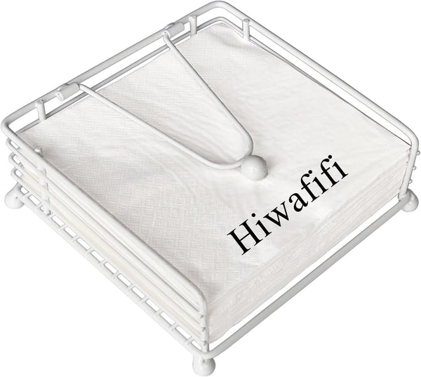 Flat Napkin Holder for Table, Elegant Rustic Iron Metal with Weighted Arm, Modern Square Paper Napkin Holders