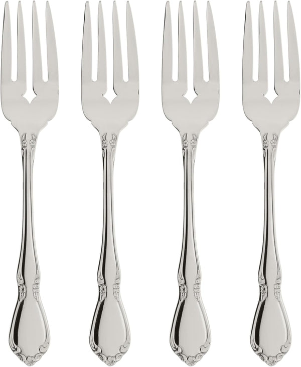 Oneida Chateau Fine Flatware Set, 18/8 Stainless Steel, Set of 4 Salad Forks