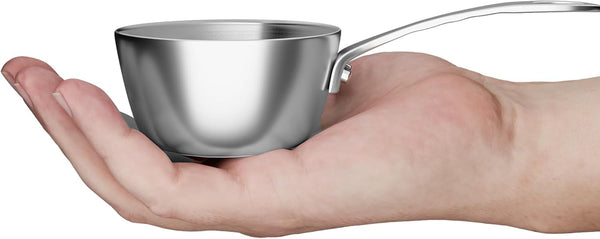 Macevia Mini Sauce Pan, 18/8 Stainless Steel Butter Warmer Mini Pan Cooking Sauce Cup for All Stoves, 5.2oz/150ml,