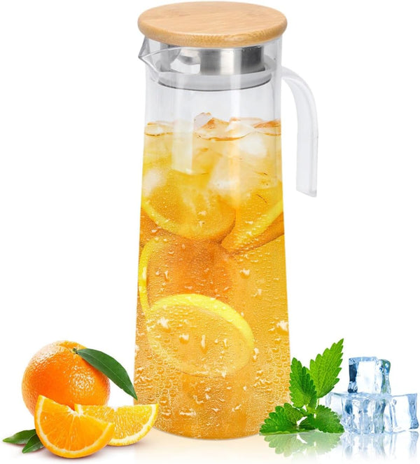 40 Oz Acrylic Water Pitcher with Lid, Small Plastic Transparent Iced Tea