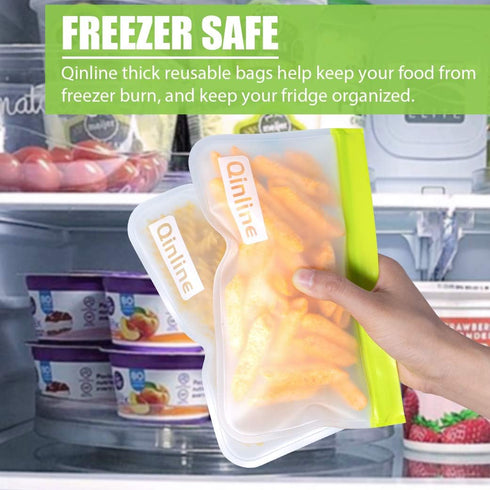 Reusable Storage Bags - 10 Pack BPA FREE Freezer Bags, Ziplock Lunch Bags for Food