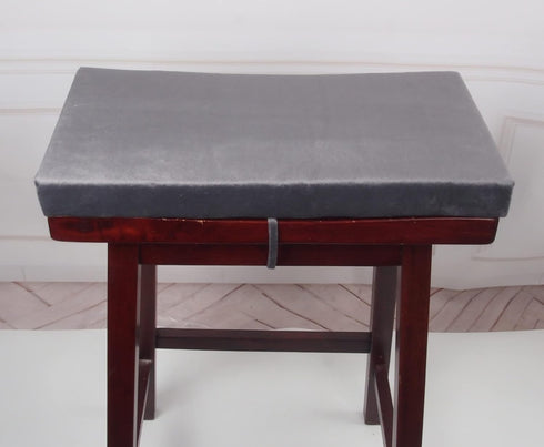 Augld 2 Pack Grey Rectangle Vanity Stool Cushion, Washable Non-Slip Makeup Stool with Ties 11.8"x15.7"