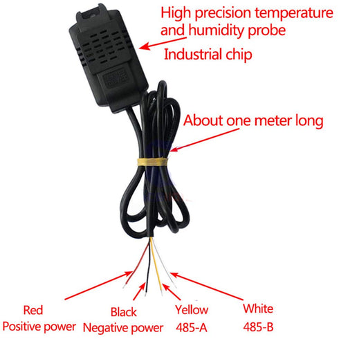 HiLetgo RS485 SHT20 High Precision Temperature Humidity Sensor Module with 1M Lead, Compatible to Modbus