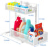Adjustable Height Under Sink Organizer, 2 Tier Bathroom Storage, Pull Out Cabinet Organizer, White, XL - 1 Pack