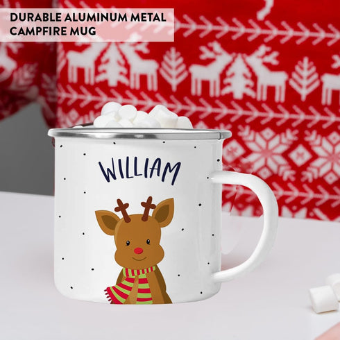 11Oz. 1-Pack Andaz Press Personalized Kids Christmas Hot Chocolate Stainless Steel Campfire Coffee Mug, Adorable