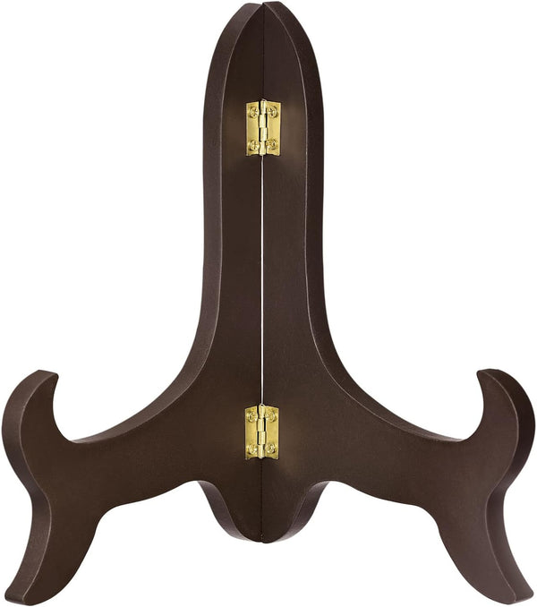 uxcell 10" Wooden Easel Plate Holder, Folding Display Stand Brown for Decorative Picture Frame