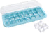Soft Silicone Ice Cube Tray with PP Lid, Flexible Ice Cube Trays for Freezer (24 Cubes, Blue)
