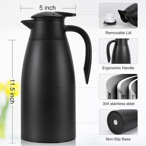 70 oz Thermal Coffee Carafe, Insulated Stainless Steel Coffee Carafes for Keeping Hot Beverages Hot for 12 Hours (2