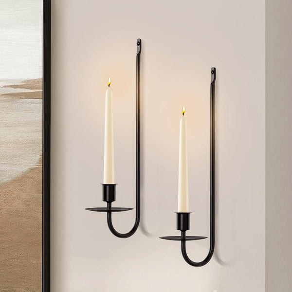 Candle Sconces Set of 2, Taper & Pillar Wall Candle Holder, 13.2