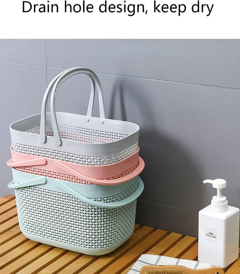 UUJOLY Plastic Organizer Storage Baskets with Handles - Shower Caddy Bins for Bathroom and Kitchen (Blue)