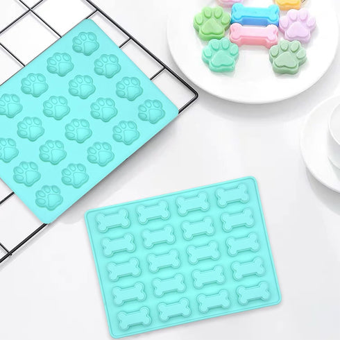 Bongpuda 2 Frozen, Pcs Silicone Dog Treat Molds for Baking and Paw and Bone Candy Molds,Dog Bone Molds for Treats
