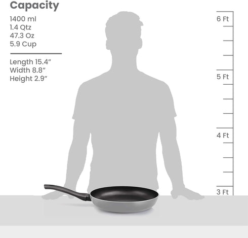 Milton 8.5 Inch Nonstick Frying Pan, Large Skillet for Egg Omelette, Pancake, Flat Bottom Stir Fry (Black)