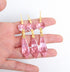 20pcs Pink Crystals Prisms Glass Tip Beads Replacement Chandelier Icicle Drop Pendants Octagon Crystal Beads Gold Pins