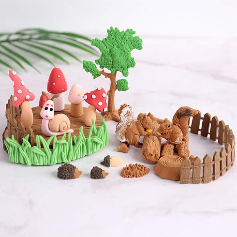 3Pcs/Set Forest Animal Silicone Fondant Molds, Squirrel, Chocolate Candy Moulds for Cake Decorating