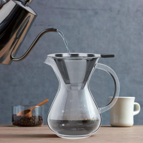 Pour-over Coffee Maker with Filter, Glass Drip Coffee Maker, Filter Pot with Scale for Office and Home Use