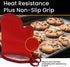 Red Oven Mitts Heat Resistant Silicone, Non-Slip, Flexible, Durable, Cotton Lining, Easy Clean, Pair of 2 for Cooking,