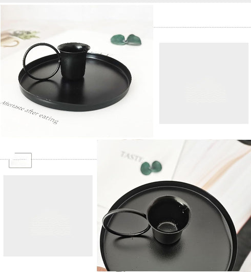 2 Pcs 4 Inch Black Iron Candle Holder for Taper Candles, Dinning, Wedding, and Party Decoration