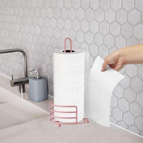 Countertop, Buruis Paper Towel Holder for Metal Standing Paper Towel Dispenser with U-Shape Handle and Stable Base