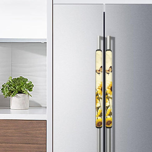 Sunflower Butterfly Fridge Handle Cover, Washable Durable Set of 4 Anti-Slip Kitchen Appliance Covers