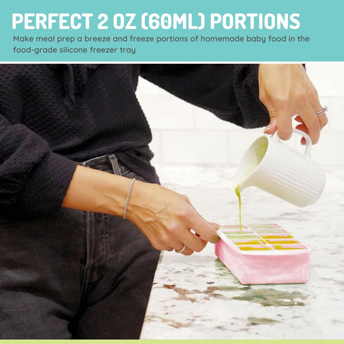 melii Silicone Baby Food Freezer Tray with Lid, 10-Cup 2oz Portion Tray for Freezing Breastmilk, Baby Food