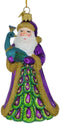 Noble Gems Santa with Peacock Glass Christmas Tree Ornament - NB1488