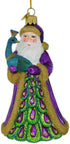 Noble Gems Santa with Peacock Glass Christmas Tree Ornament - NB1488
