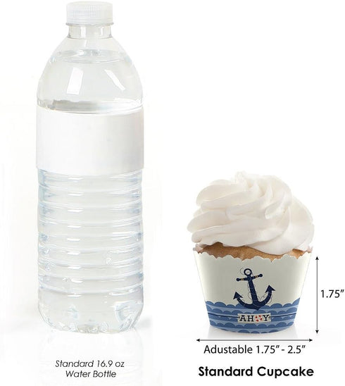 Big Dot of Happiness Ahoy Nautical Baby Shower or Birthday Party Decorations Cupcake Wrappers Set of 12