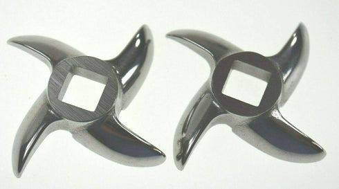 Butcher-Baker Size #8 Meat Grinder Knives, TWO PACK Stainless Steel for LEM, Cabelas MTN and Others