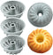 6.4 Inches Novelty Round Baking Cake Pans, Non-Stick Silicone Fluted Tube Pans Set, 4 Pieces