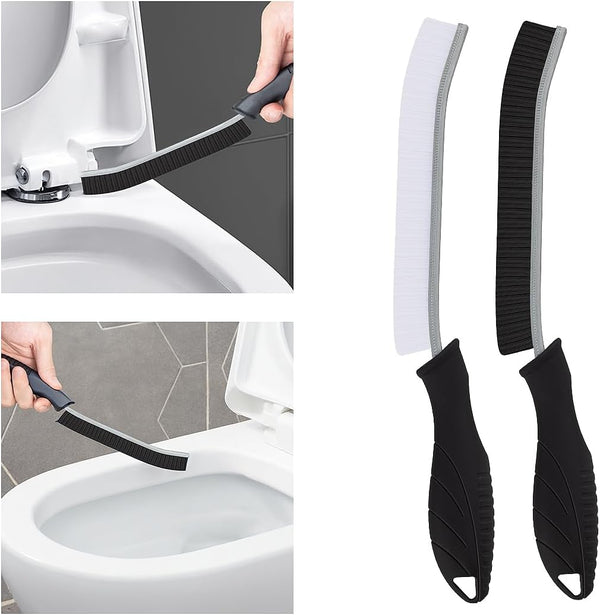 Toilet Brush, 2 Pcs Bathroom Cleaning Brush, Deep Toilet Bowl Scrubber with Hanging Hole for Kitchen Sinks (Black)