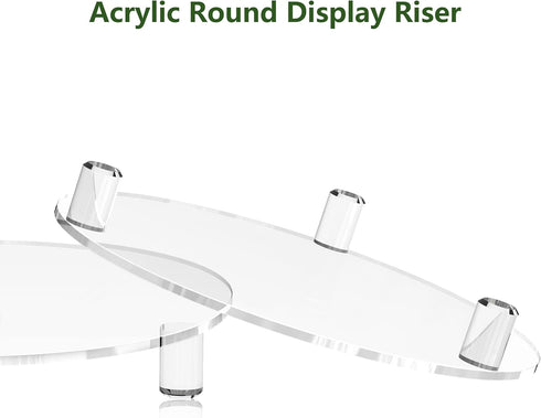 SVENJBB 10 Inch 2-Pack, Counter Decorative Acrylic Round Display Riser Clear Waterproof Pedestal Stand for Plants