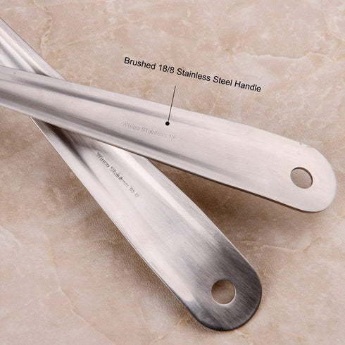 IMEEA Flat Bottom Serving Spoon, 10-Inch Slotted Spoon, Set of 2 in 18/8 Stainless Steel