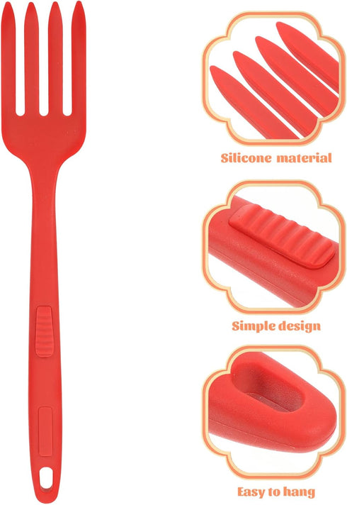 Healeved Silicone Flexible Forks, Nonstick Blending Fork for Cooking Utensil, Ultimate Kitchen Stir Mix Mash (Red)