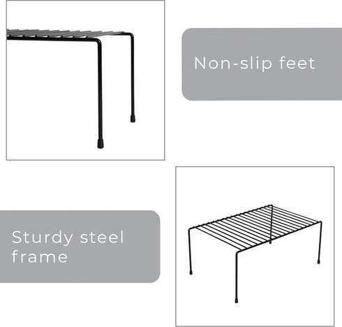 Smart Design Cabinet Storage Shelf Rack, Set of 6, Medium, 8.5 x 13.25 Inch, Non-Slip Feet, Steel Metal Frame