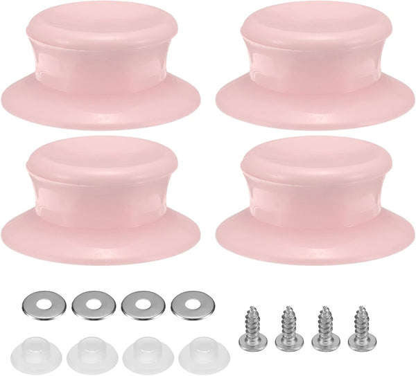 uxcell 4pcs Pot Pan Lids Replacement Knob, Plastic Holding Handles for Skillets and Kitchen Cookware Covers, Pink