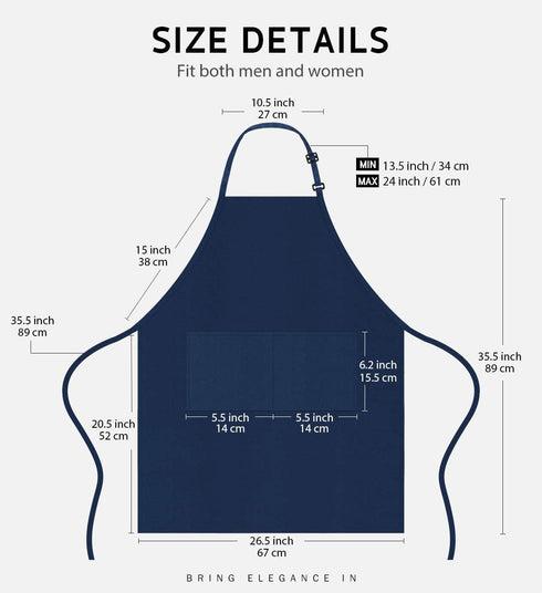 Syntus 4 Pack Adjustable Bib Apron Waterdrop Resistant with 2 Pockets Cooking Kitchen Aprons for Women Men Chef, Nautical Blue