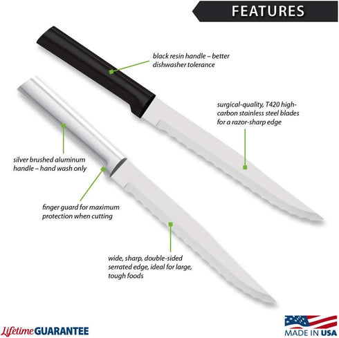 RADA Cutlery Serrated Slicer Knife (R138), 7" Stainless Steel Blade, Made in USA