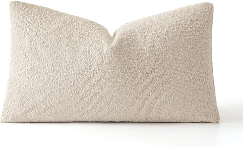 Pack 1 Decor,24x12 Inch MIULEE Textured Boucle Throw Pillow Cover Beige Accent Solid Lumbar Pillow Case Decorative Soft