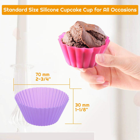 54 Pack Silicone Muffin Cups, Selizo Reusable Cupcake Baking Cups for Muffins, Cupcakes, and Candies