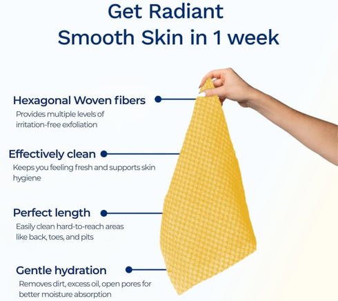 2 2 Pack) Exfoliating Washcloth Face & Body Scrub Towel - Japanese Exfoliating Towel with Hexagon Fibers, Body Scrubber