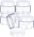 6 Pack 2 oz Plastic Pot Jars, Round Clear Leak Proof Cosmetic Container Jars with White Lids for Travel Storage