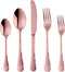 5-Piece Rose Gold Silverware Flatware Set - Service for 1, Stainless Steel Cutlery for Wedding, Dishwasher Safe