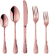 5-Piece Rose Gold Silverware Flatware Set - Service for 1, Stainless Steel Cutlery for Wedding, Dishwasher Safe