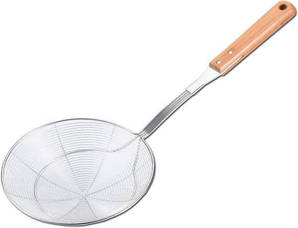 Tenta Kitchen Stainless Steel Wire Strainer - Bamboo Handle, M Size, Over 6 Inch